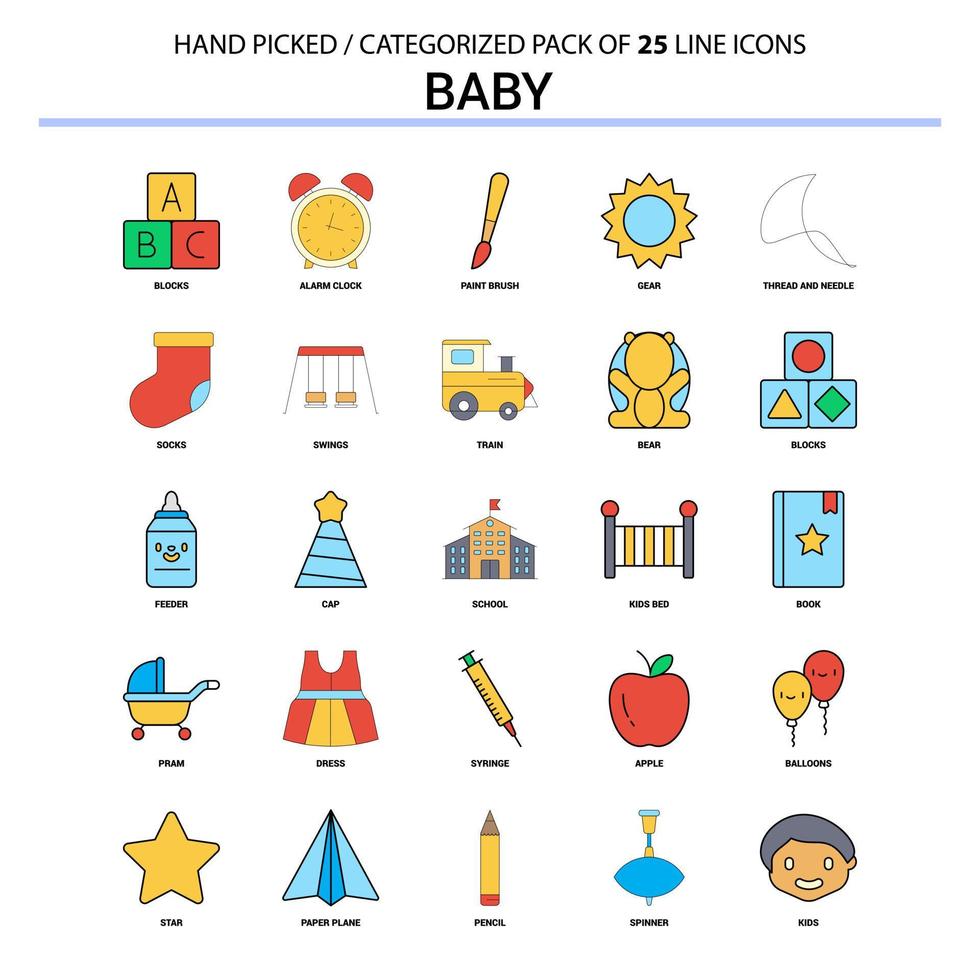 Baby Flat Line Icon Set Business Concept Icons Design vector