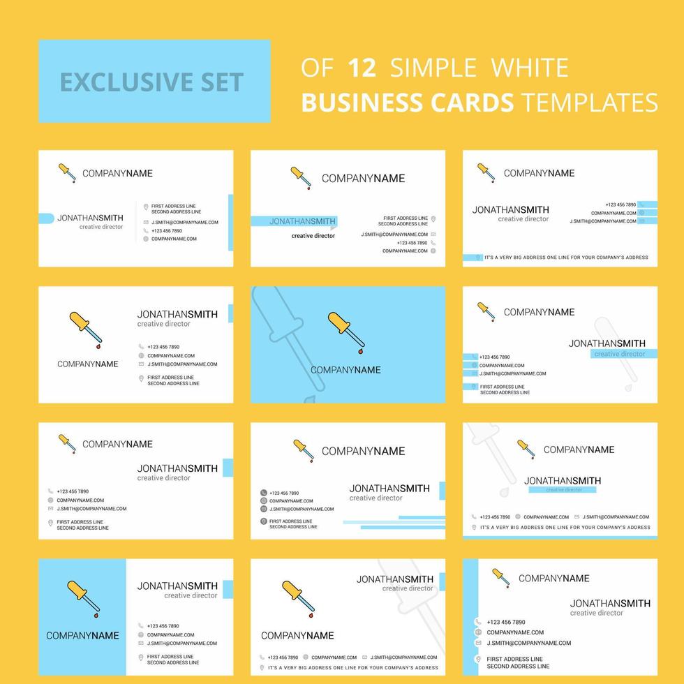 Set of 12 Dropper Creative Busienss Card Template Editable Creative logo and Visiting card background vector