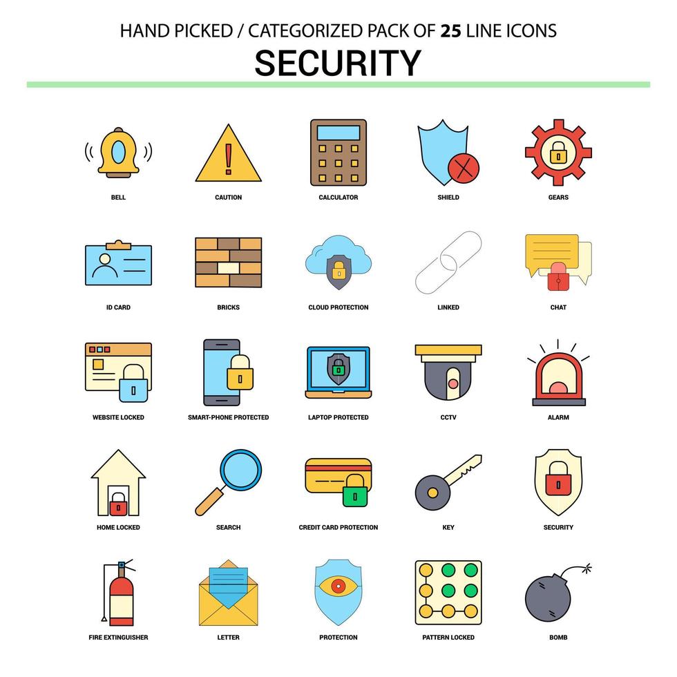 conjunto de iconos de línea plana de seguridad diseño de iconos de concepto de negocio vector