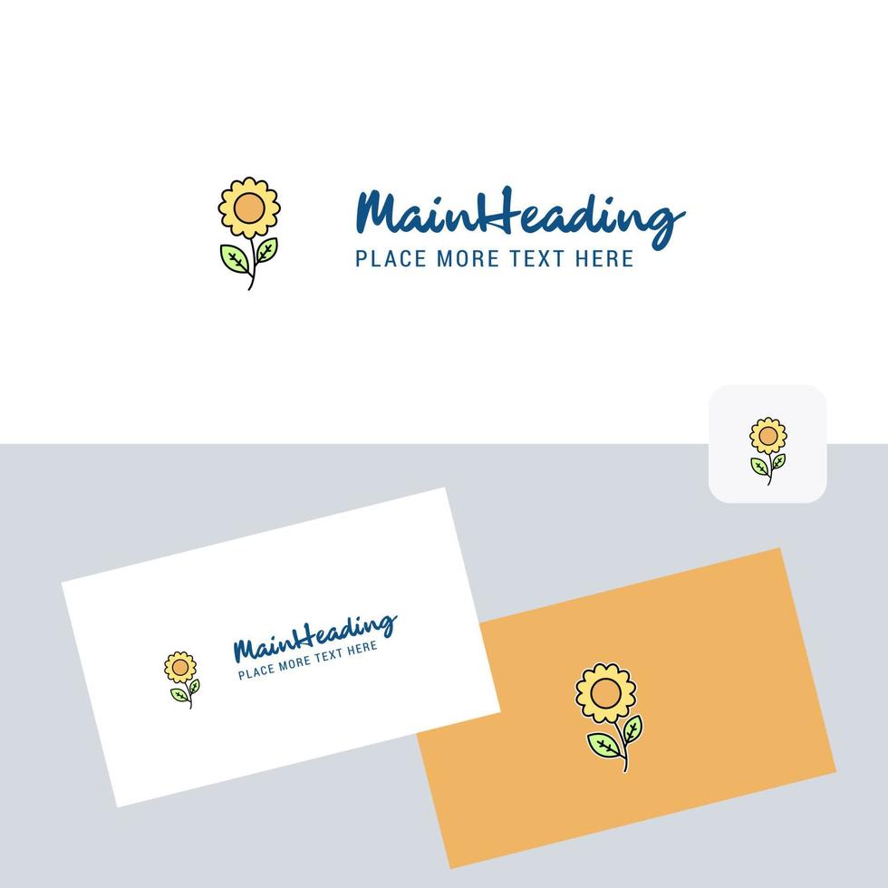 Flower vector logotype with business card template Elegant corporate identity Vector