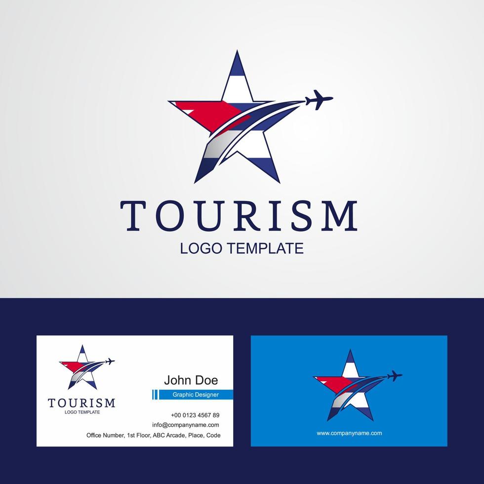Travel Cuba flag Creative Star Logo and Business card design vector