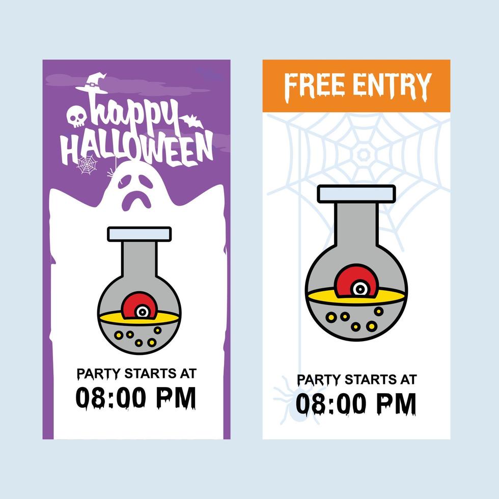 Happy Halloween invitation design with eye ball vector