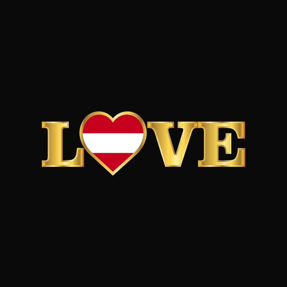 tipografía de amor dorado vector de diseño de bandera de austria