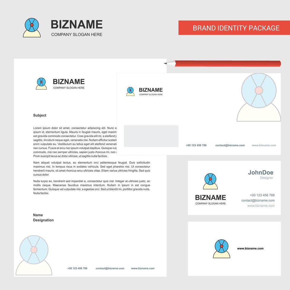 Disk avatar Business Letterhead Envelope and visiting Card Design vector template
