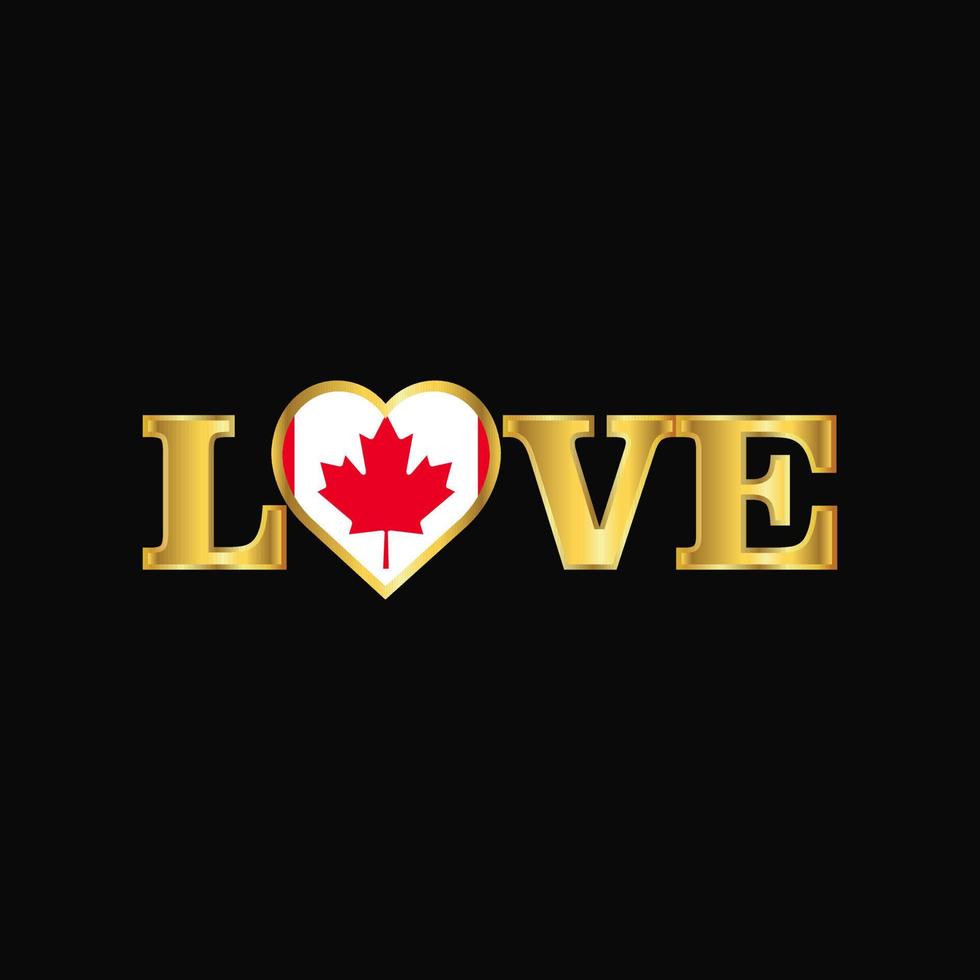 Golden Love typography Canada flag design vector