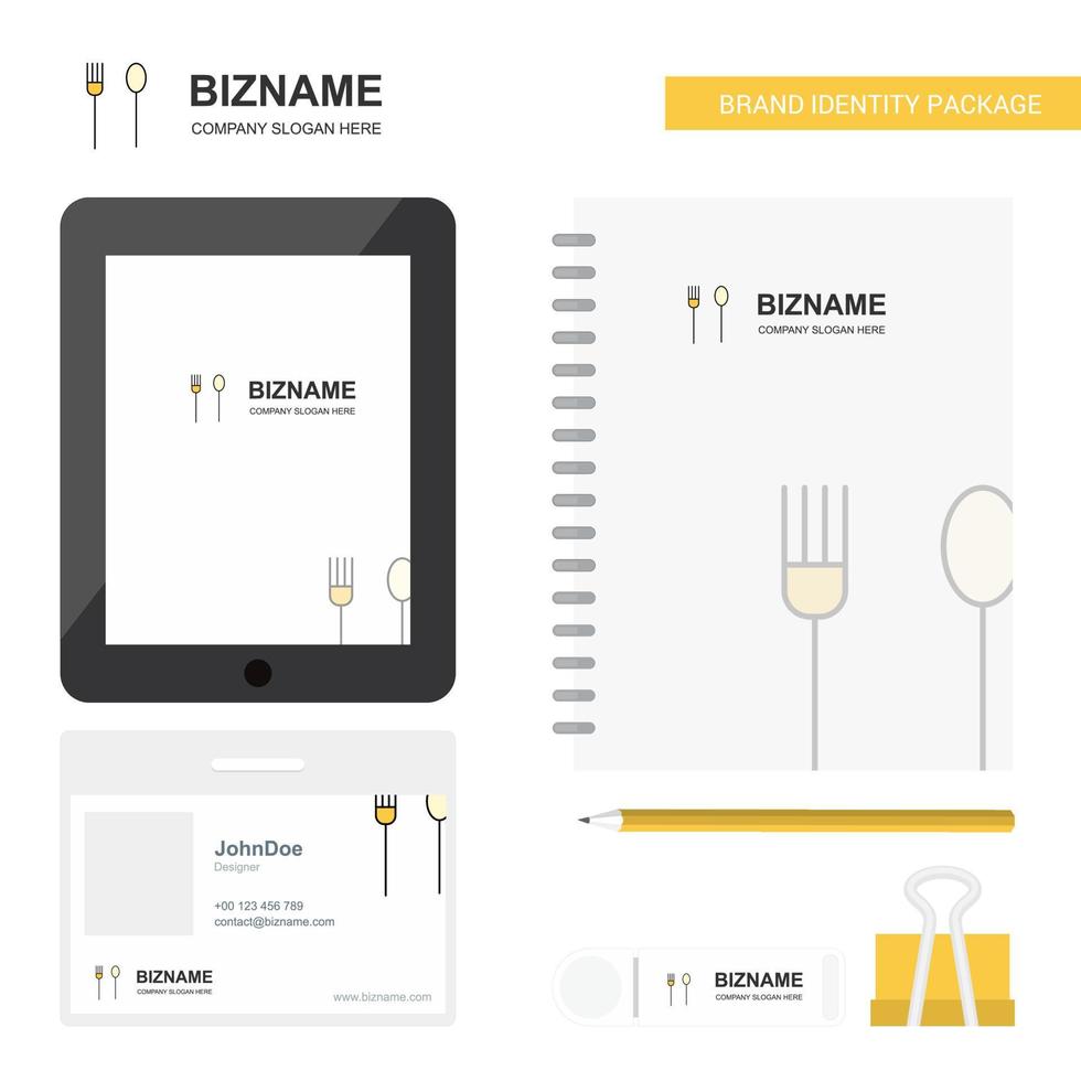 Fork and spoon Business Logo Tab App Diary PVC Employee Card and USB Brand Stationary Package Design Vector Template