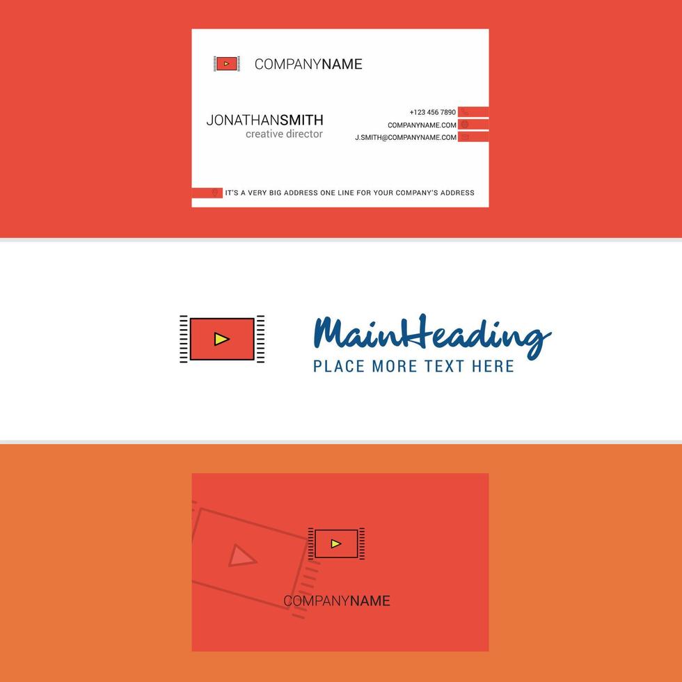 Beautiful Video Logo and business card vertical Design Vector