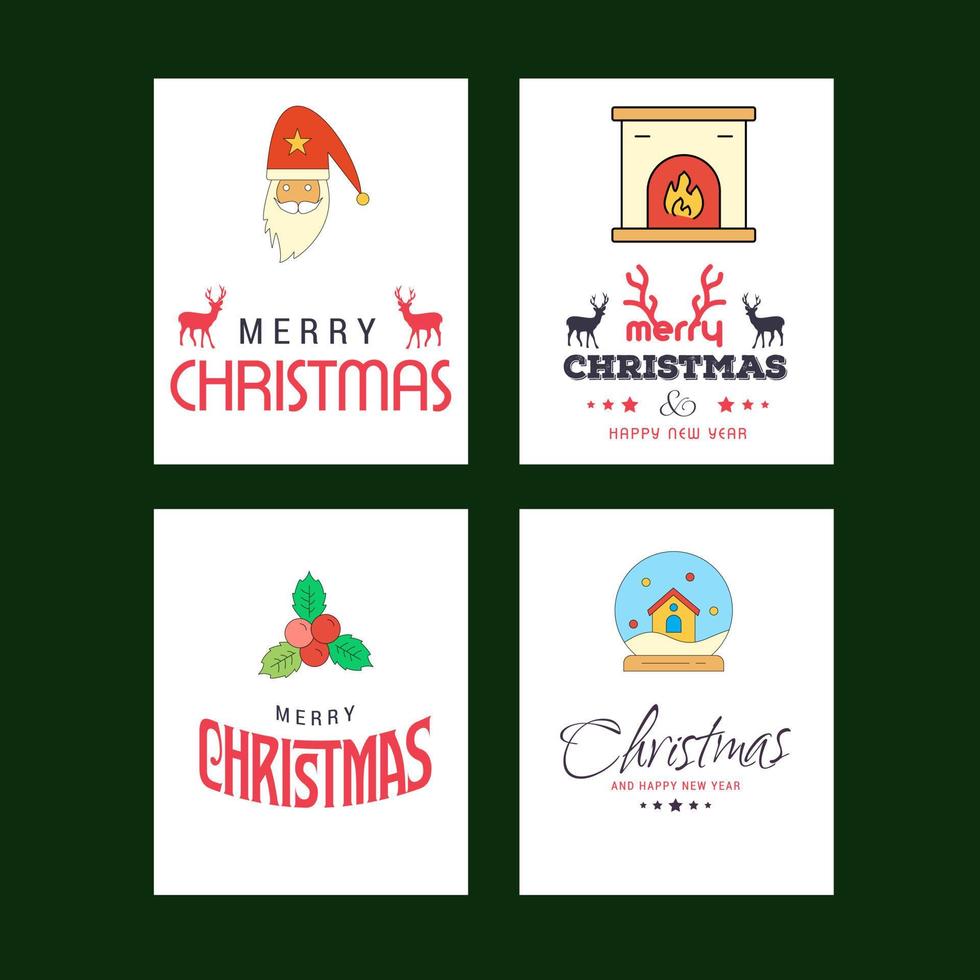 Christmas greetings card with typography and green background vector