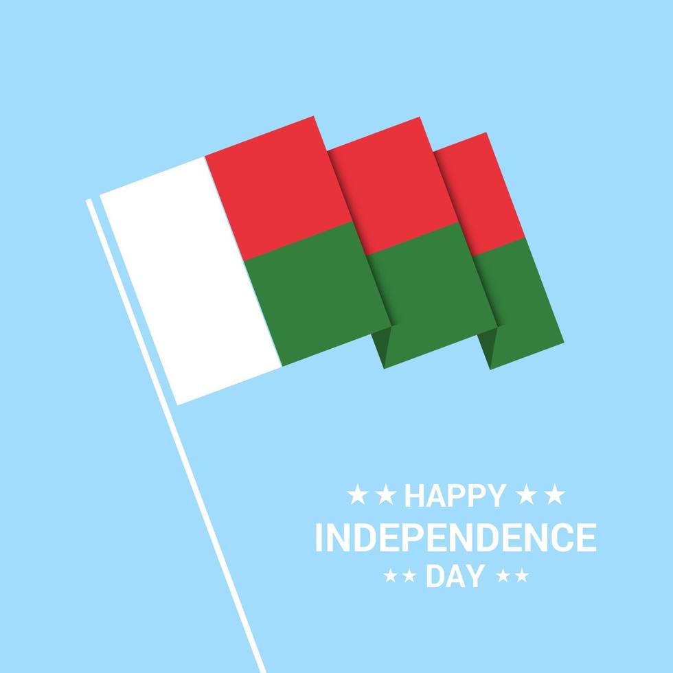 diseño tipográfico del día de la independencia de madagascar con vector de bandera