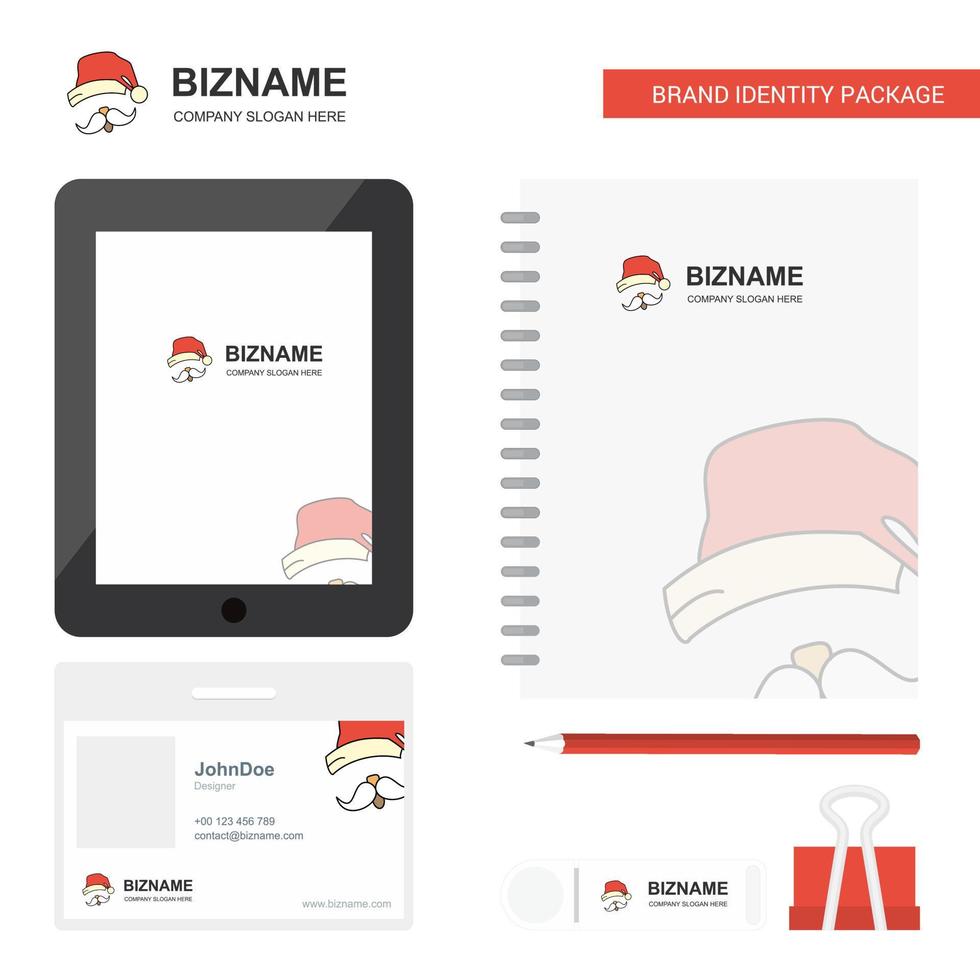 Santa clause Business Logo Tab App Diary PVC Employee Card and USB Brand Stationary Package Design Vector Template