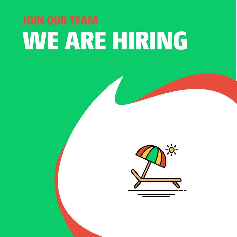 Join Our Team Busienss Company Beach We Are Hiring Poster Callout Design Vector background