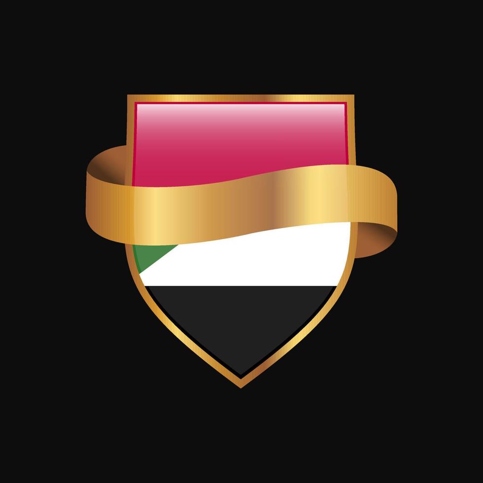 Sudan flag Golden badge design vector