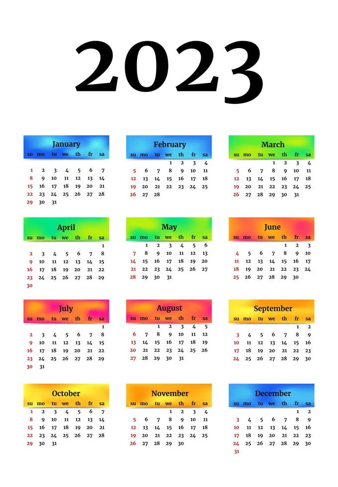 Calendar for 2023 isolated on a white background vector