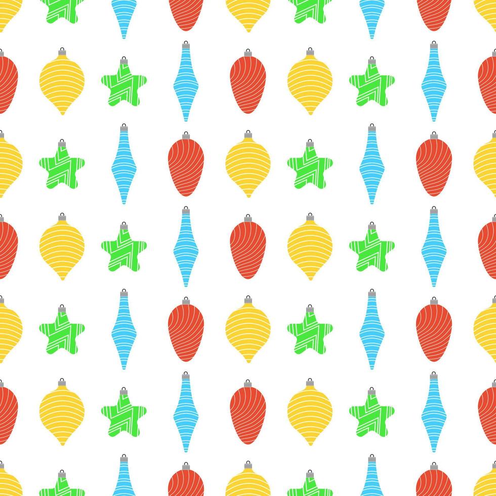 Seamless pattern with christmas balls on white background. Vector illustration