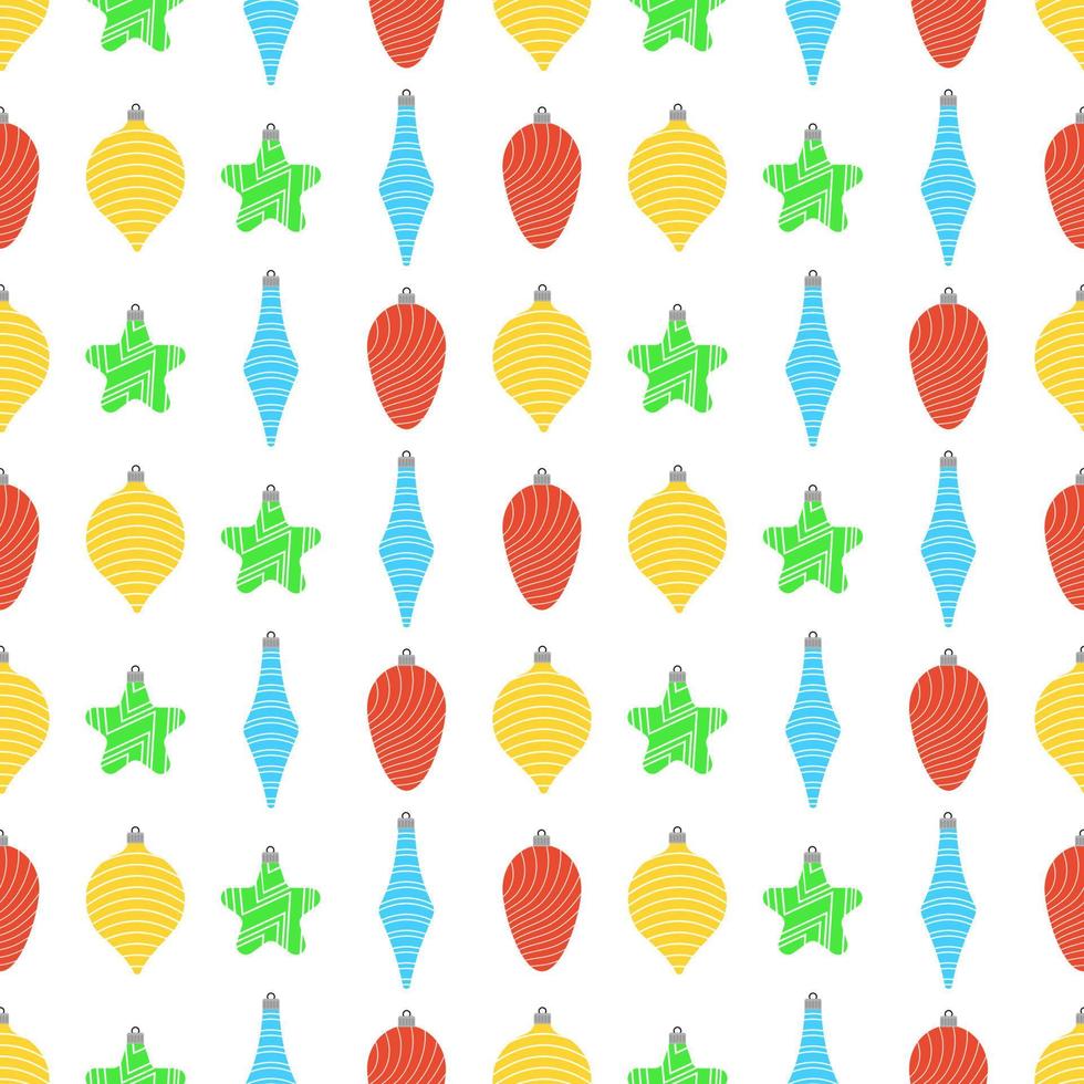 Seamless pattern with christmas balls on white background. Vector illustration