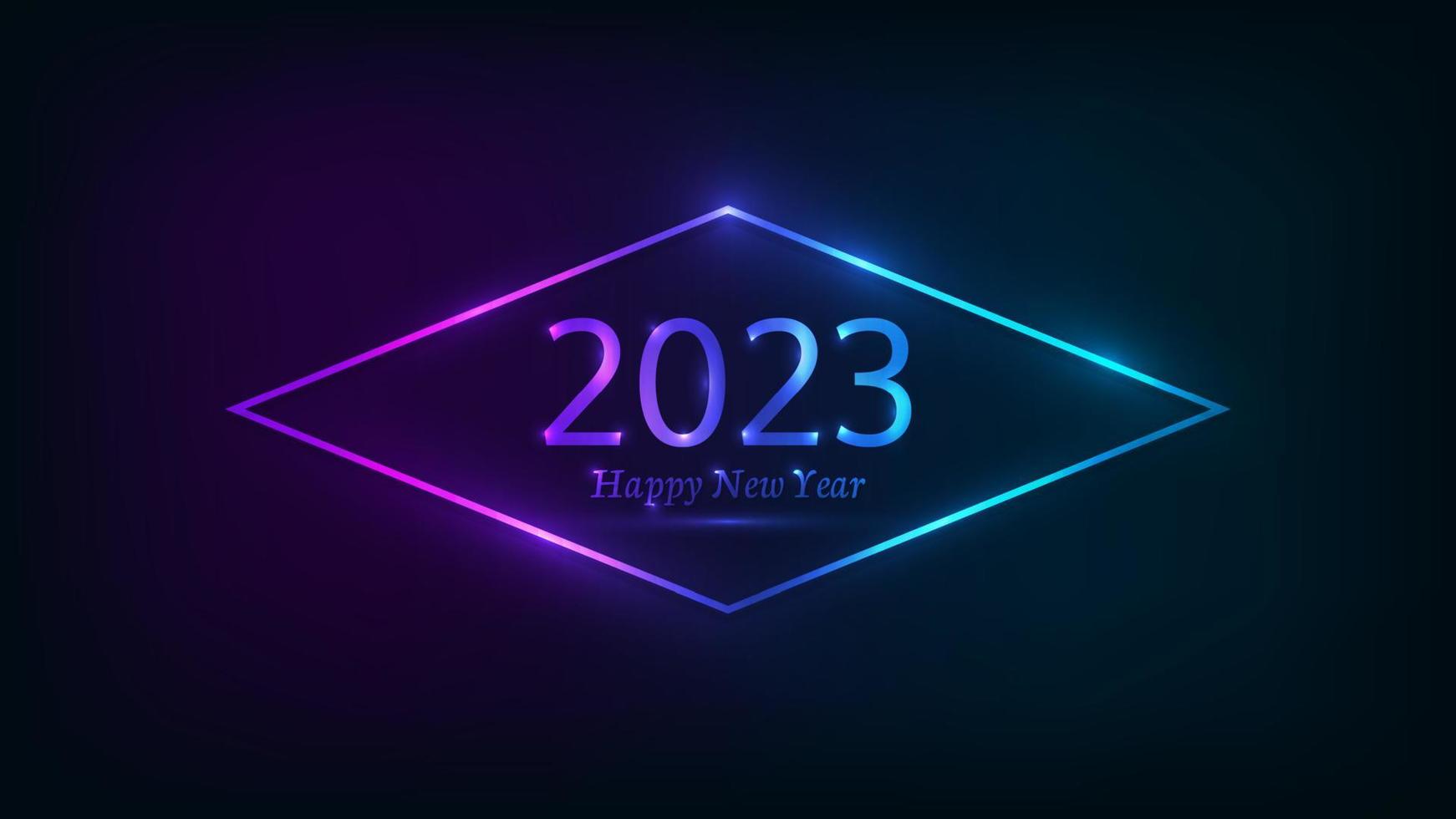 2023 Happy New Year neon background vector