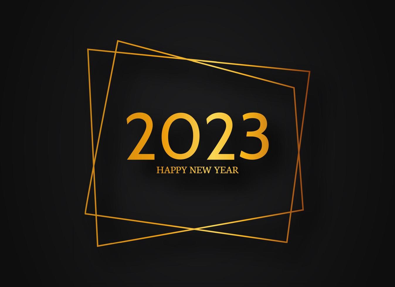 2023 Happy New Year gold geometric polygonal background vector