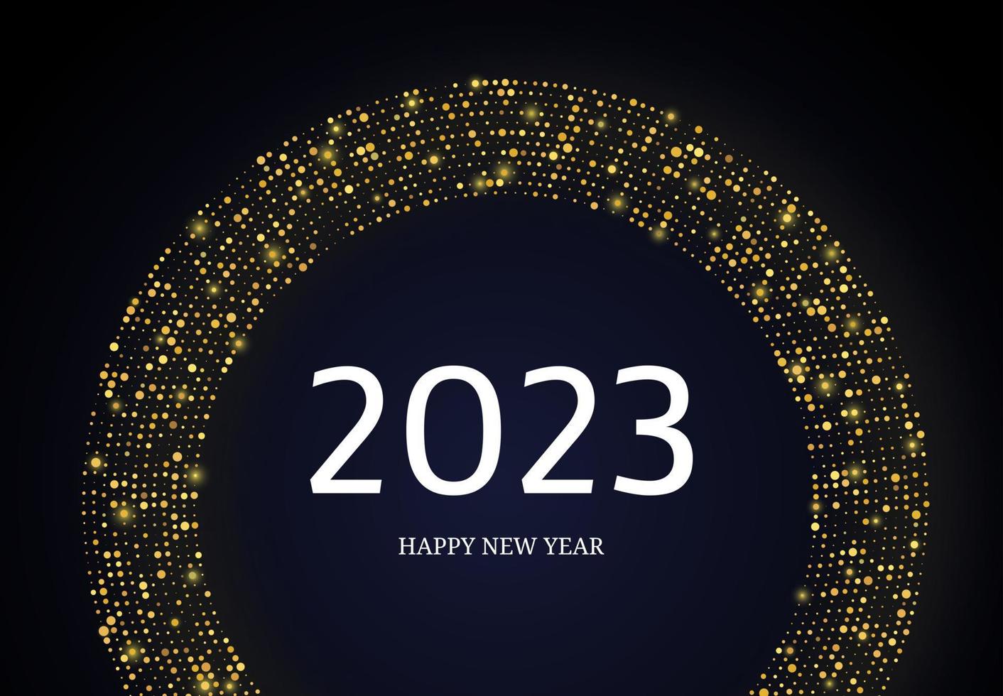 2023 feliz año nuevo de patrón de brillo dorado vector