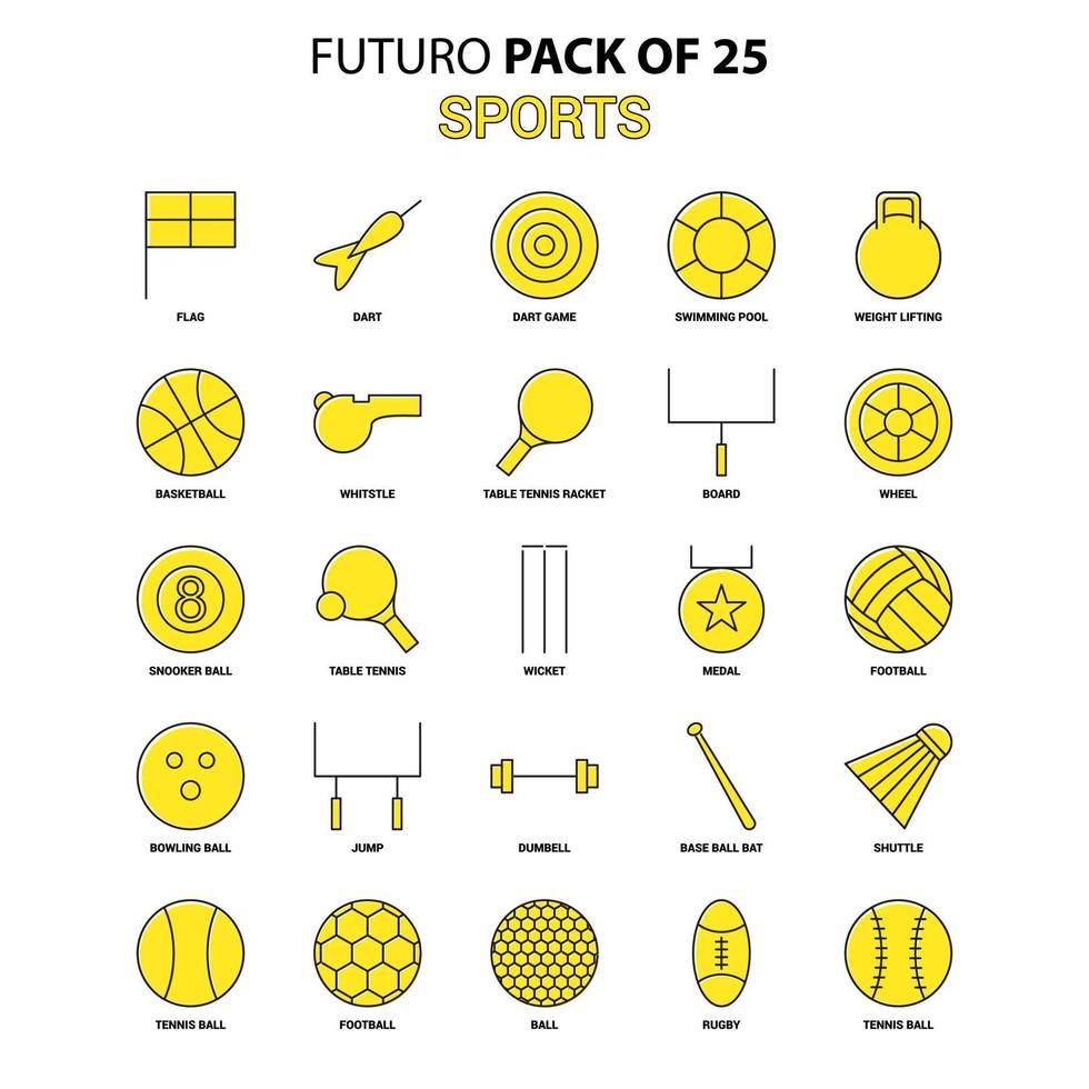 Sports Icon Set Yellow Futuro Latest Design icon Pack vector