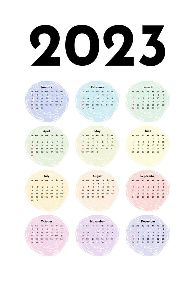 calendario para 2023 aislado en un fondo blanco vector