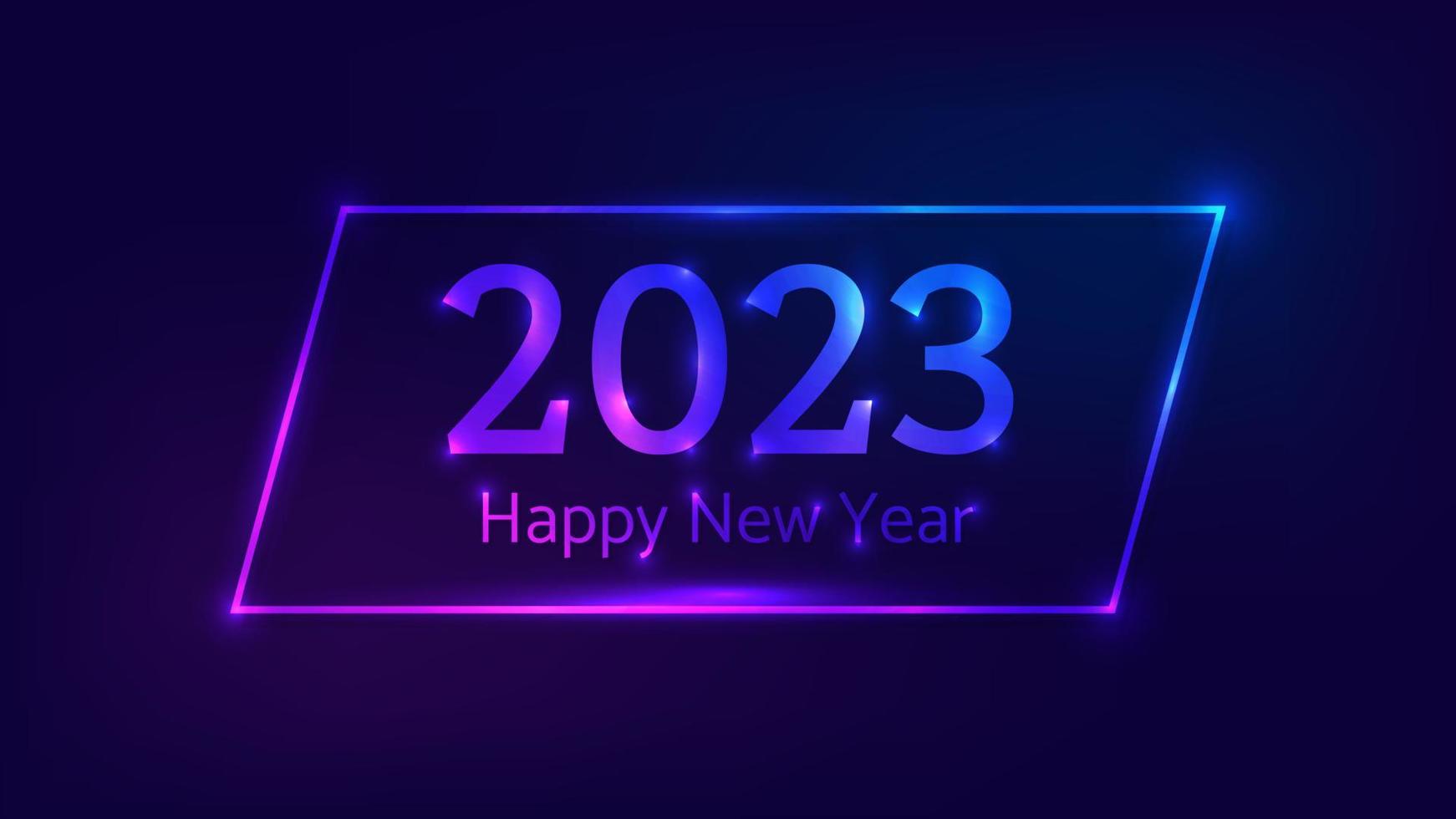 Fondo de neón de feliz año nuevo 2023 vector