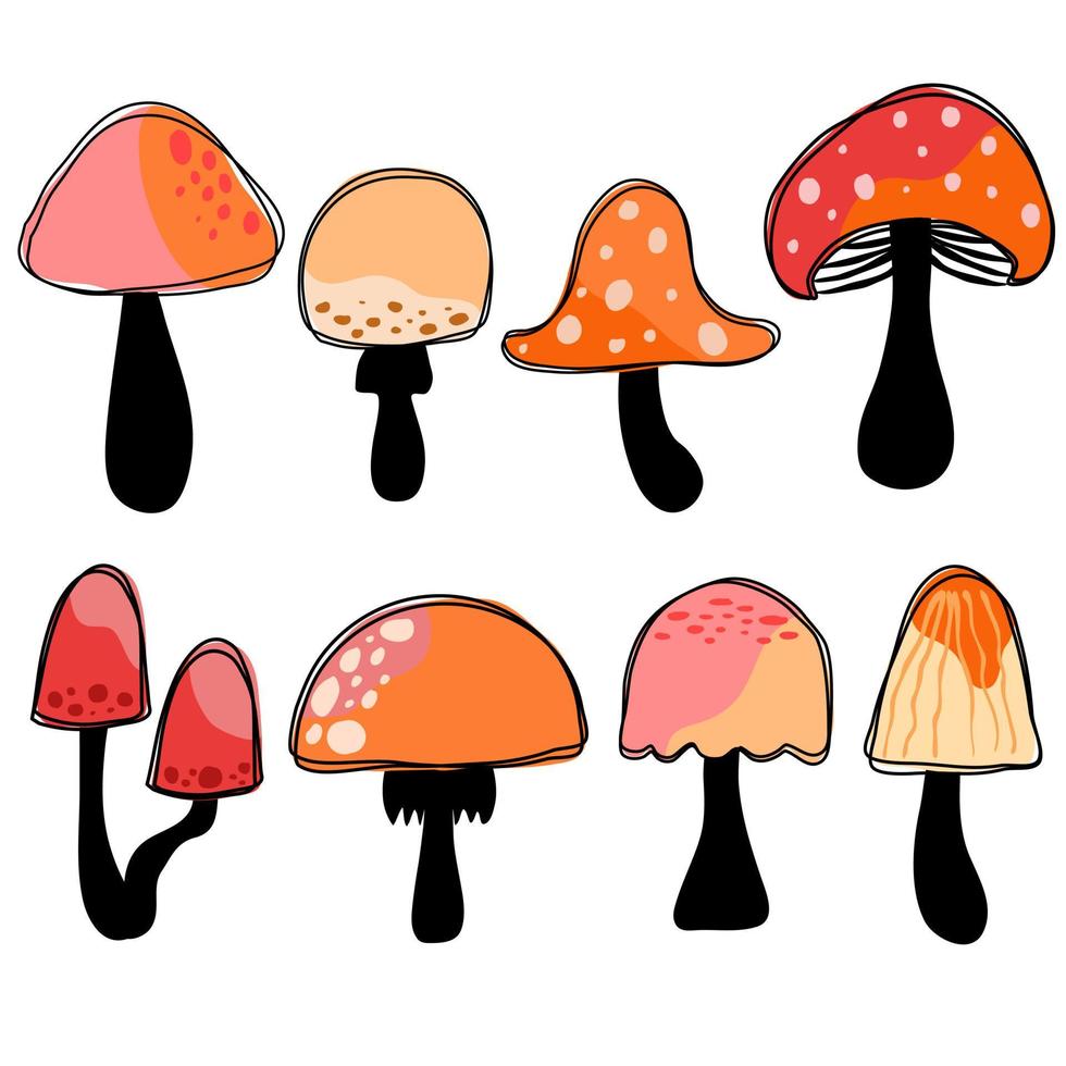 Simple Doodle Mushrooms vector