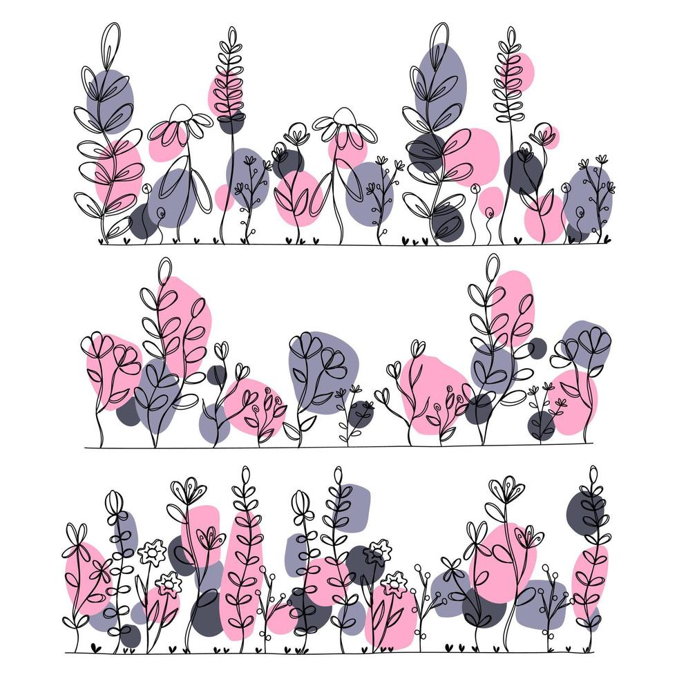 Horizontal Floral Line collection vector