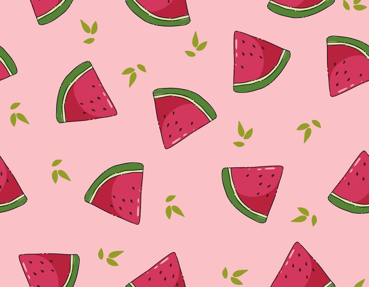 Doodle Watermelon seamless pattern vector