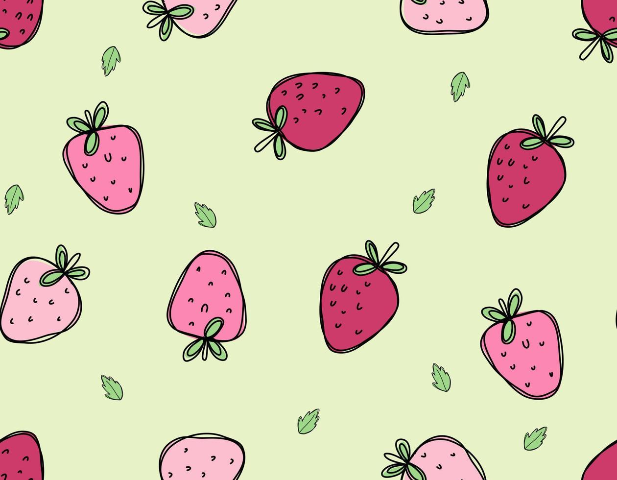 Doodle Strawberry seamless pattern vector