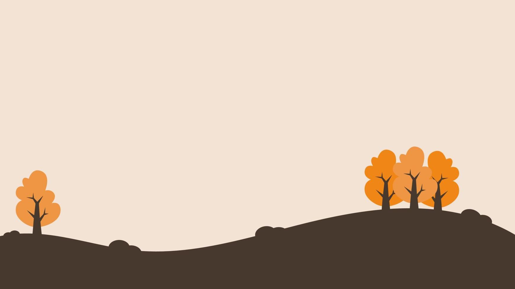 Park or hill in autumn season with orange trees with blank background for text. Suitable element for recreation, picnic, and outdoor design vector
