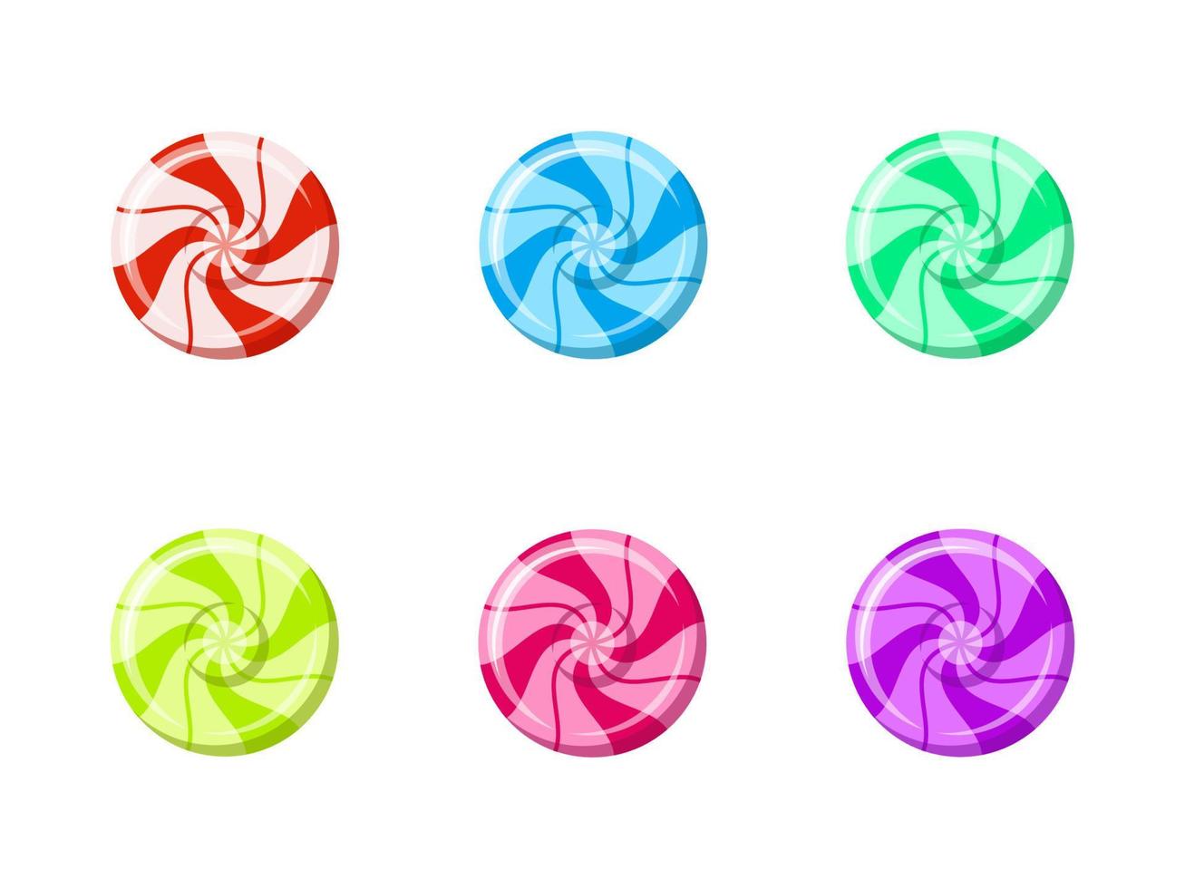 Colorful striped hard candy set. Round multicolored candies. Design element for Christmas, New Year, birthday, anniversary, event. Template for poster, icon, web, flyer, coupon, promo, blogs. Vector