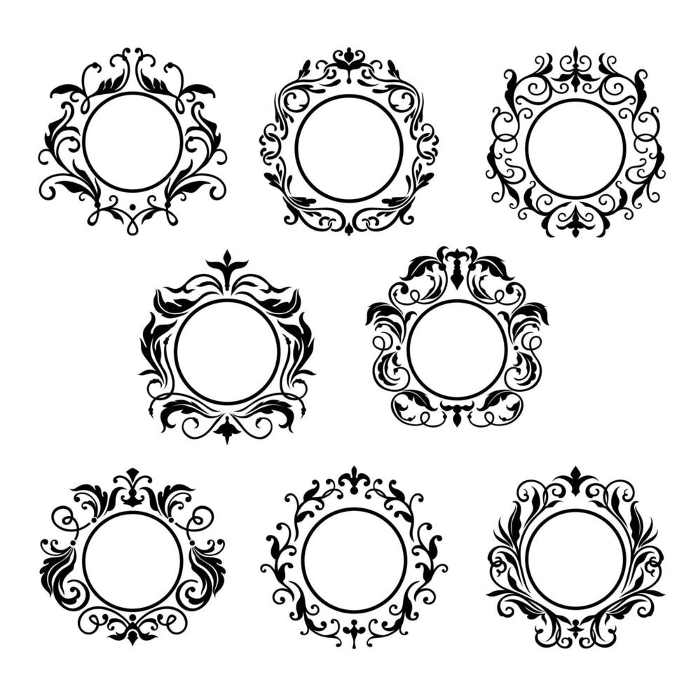 Vintage frames, antique floral ornament borders vector