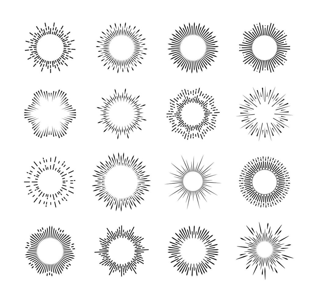 Sunburst and star burst, explosion line patterns vector