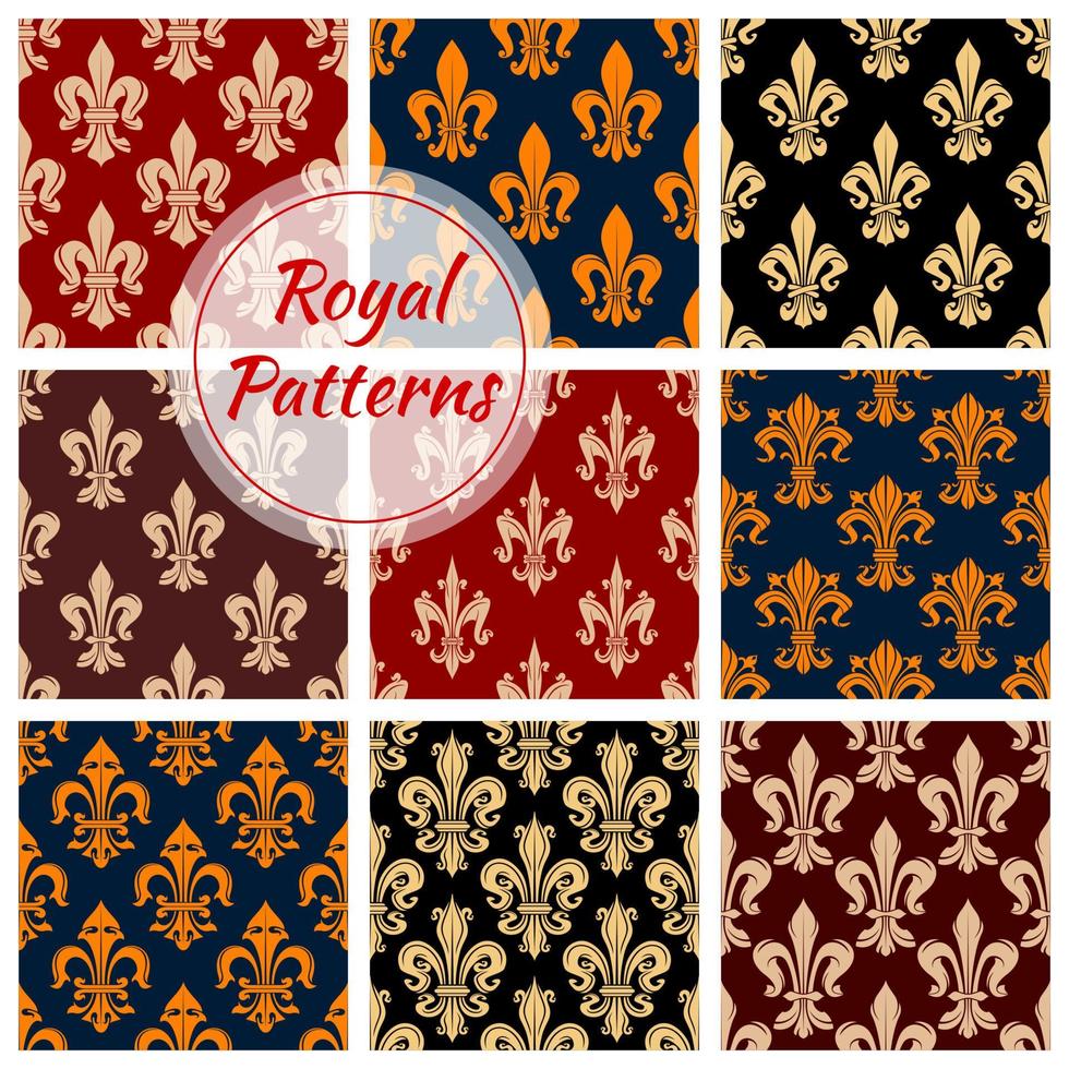 Royal flower fleur-de-lis vector patterns set