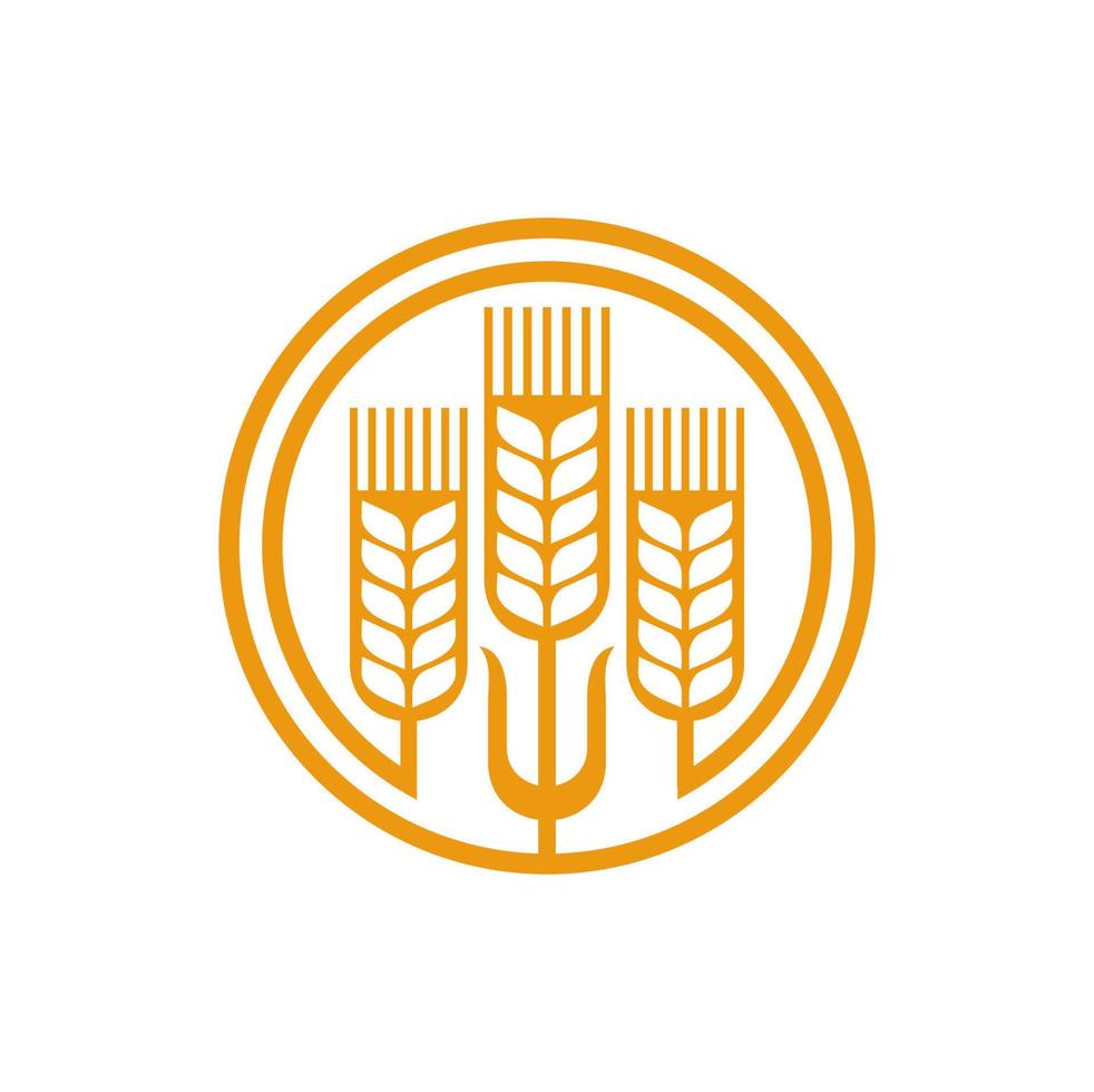 Cereal wheat and spike icon, agriculture emblem vector