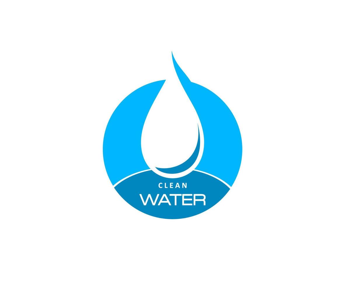 icono de gota de agua limpia, gota en círculo ecológico azul vector