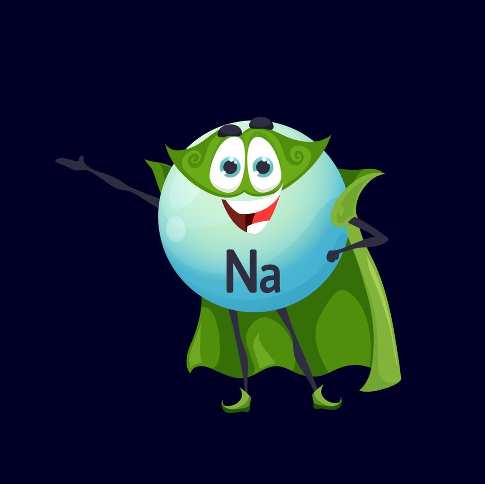 Cartoon sodium or natrium superhero micronutrient vector