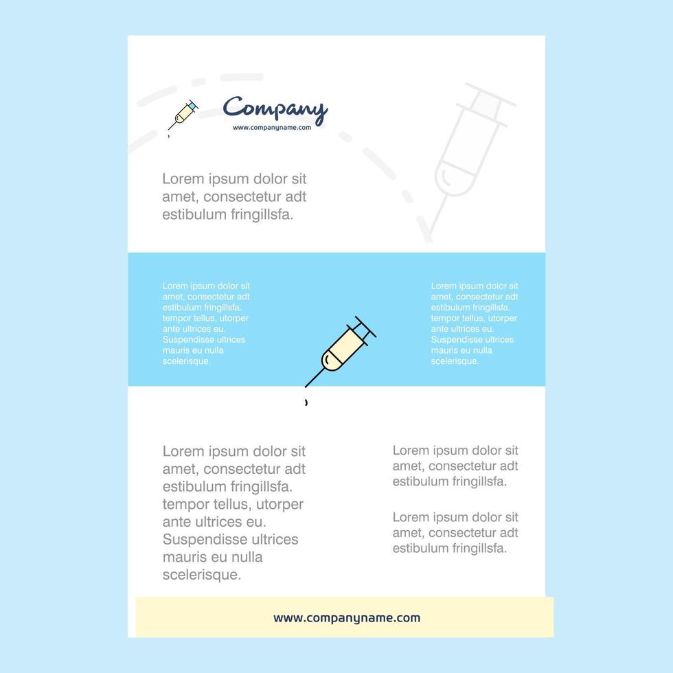 Template layout for Syringe comany profile annual report presentations leaflet Brochure Vector Background