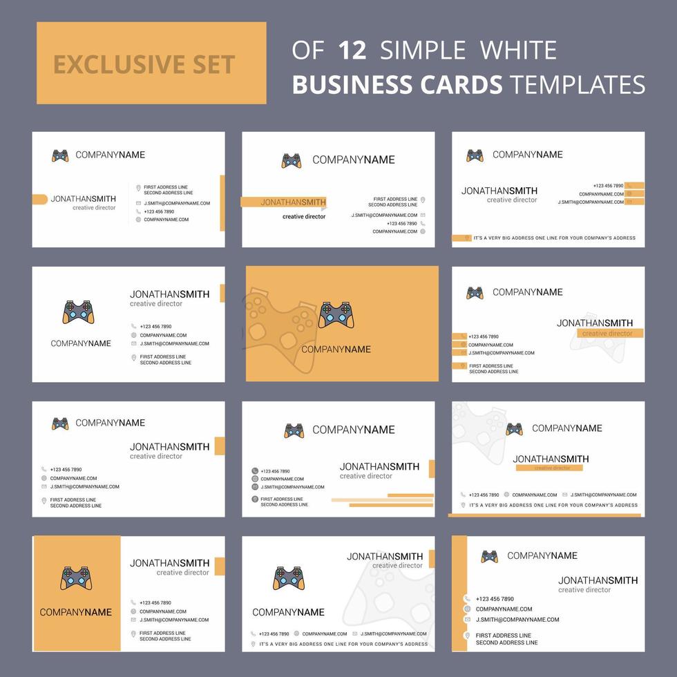 Set of 12 Game controller Creative Busienss Card Template Editable Creative logo and Visiting card background vector