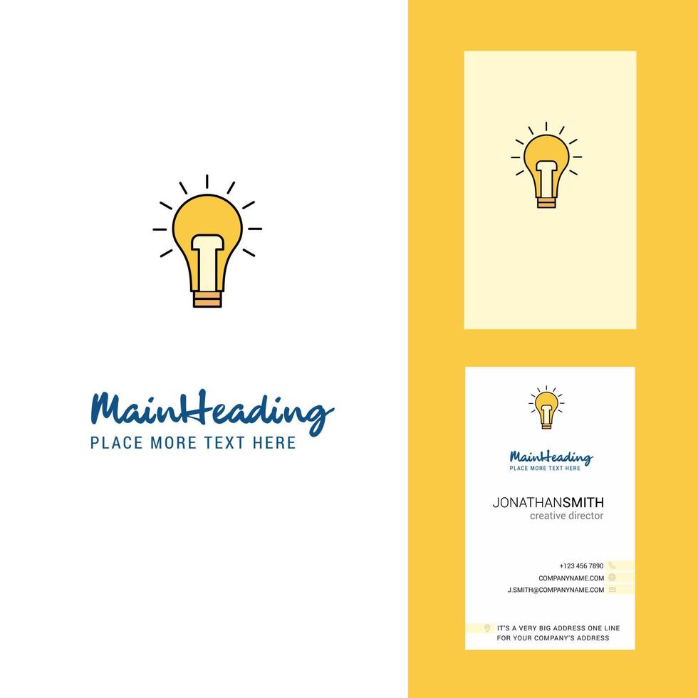 Bulb Creative Logo and business card vertical Design Vector