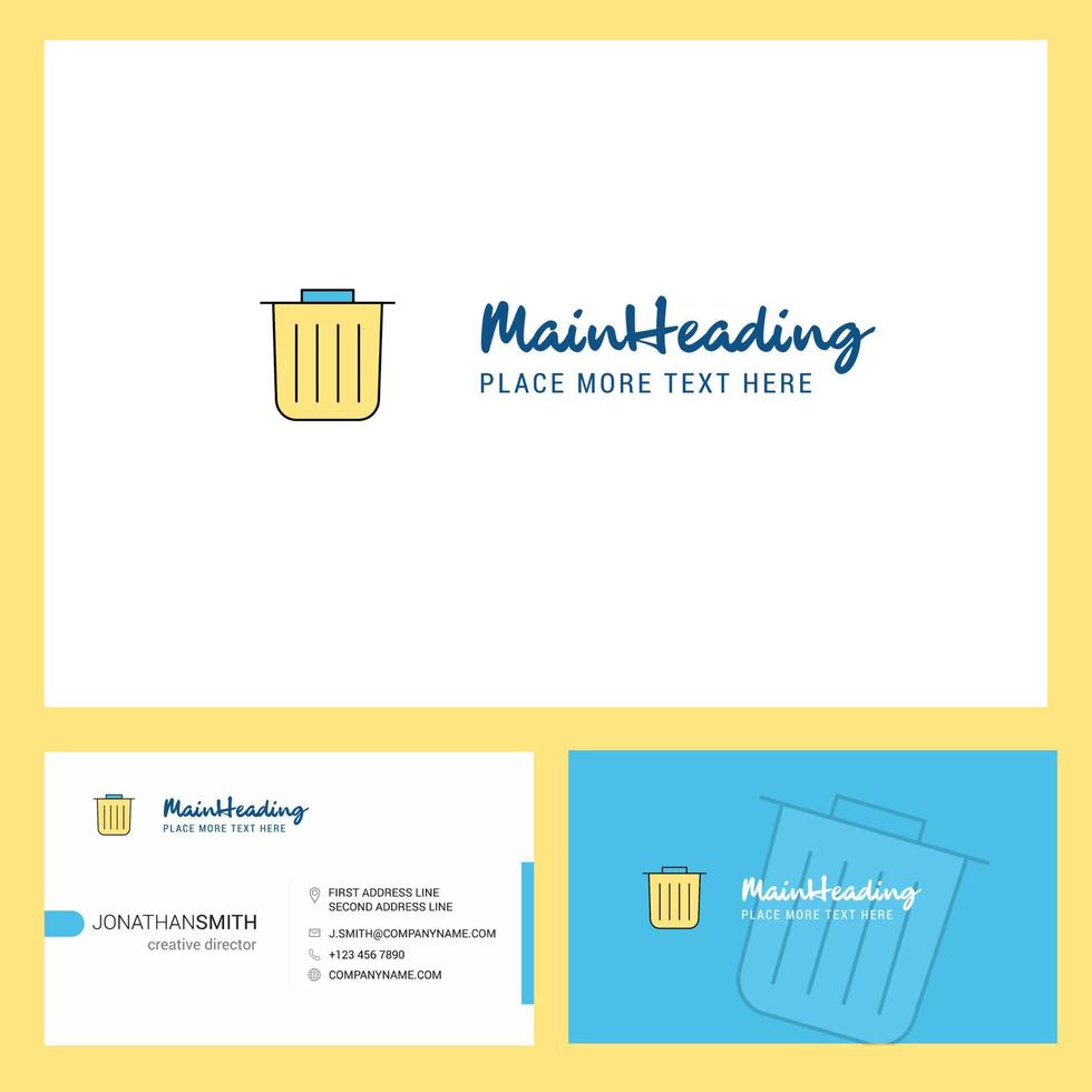 Trash Logo design with Tagline Front and Back Busienss Card Template Vector Creative Design