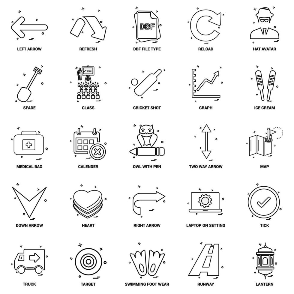 25 conjunto de iconos de línea de mezcla de concepto de negocio vector