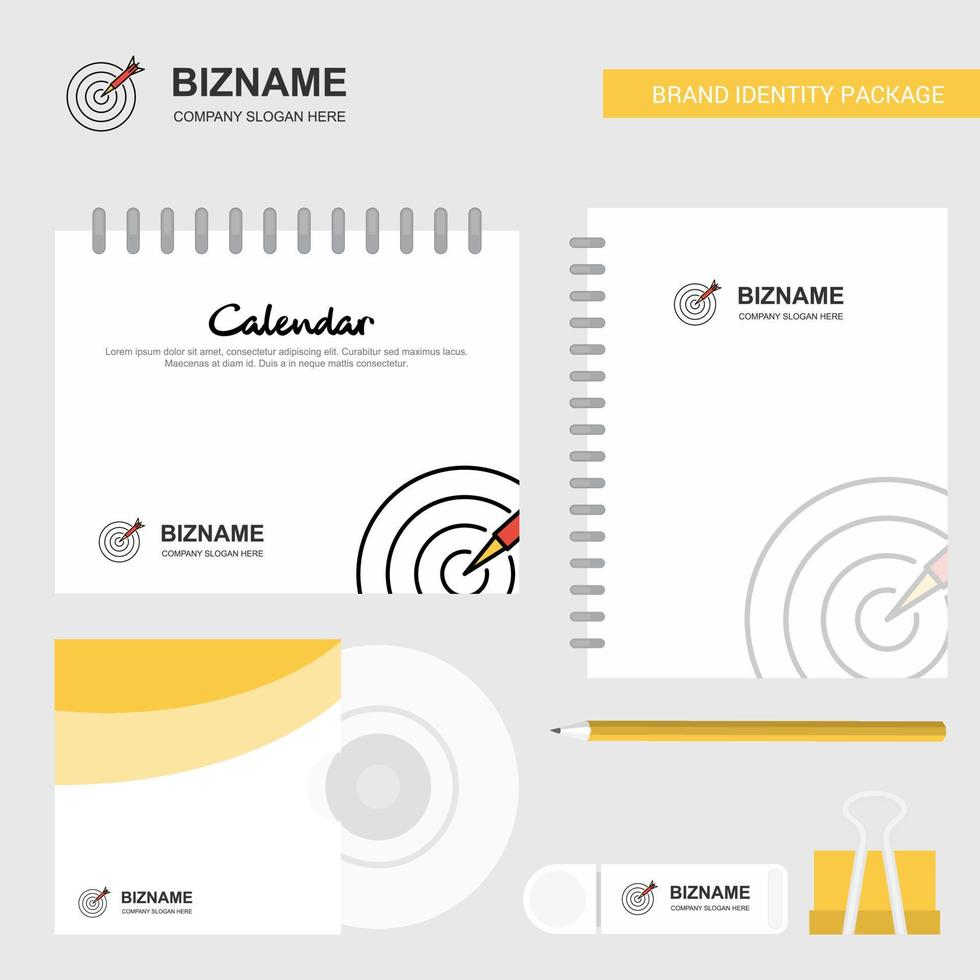 Dart Logo Calendar Template CD Cover Diary and USB Brand Stationary Package Design Vector Template