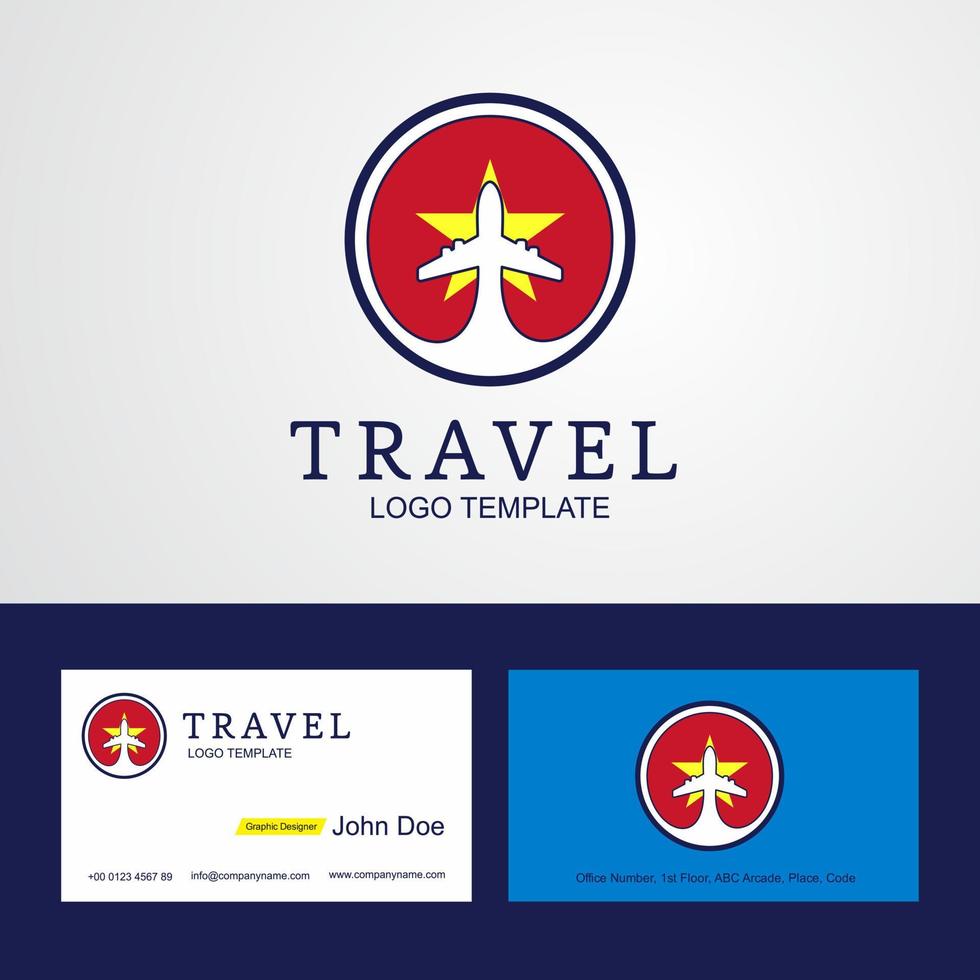 Travel Vietnam Creative Circle flag Logo and Business card design vector