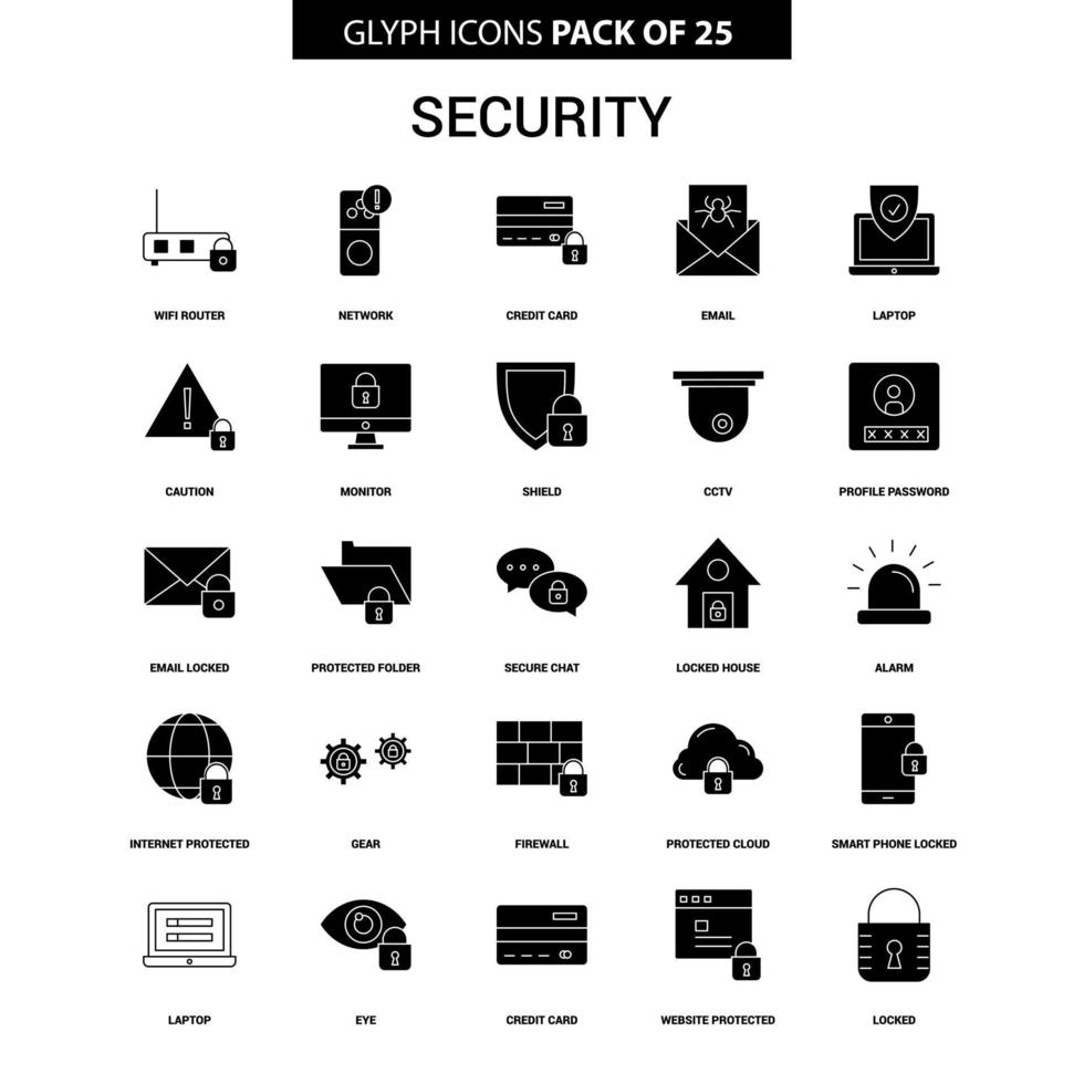 Security Glyph Vector Icon set