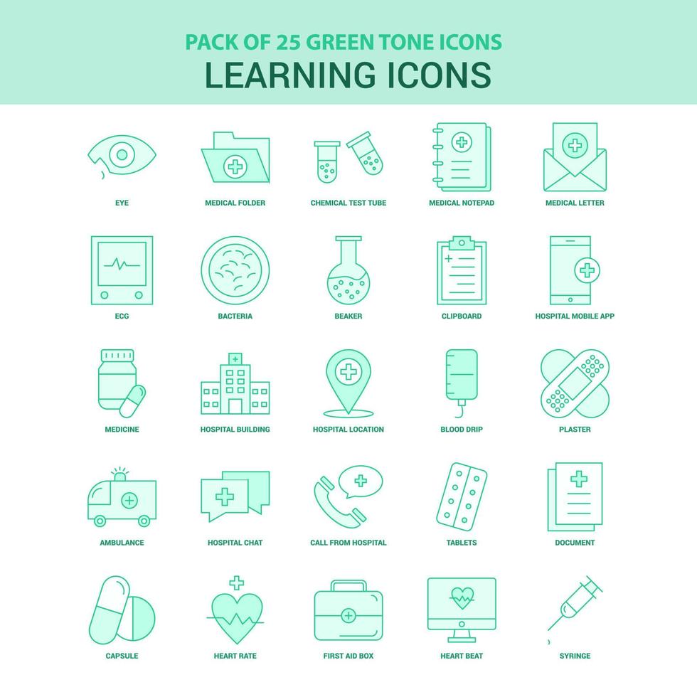 25 Green Learning icons Icon set vector