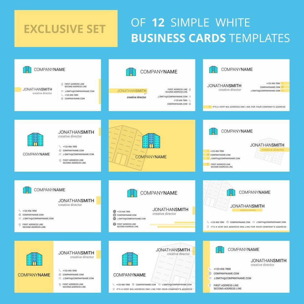 Set of 12 Building Creative Busienss Card Template Editable Creative logo and Visiting card background vector