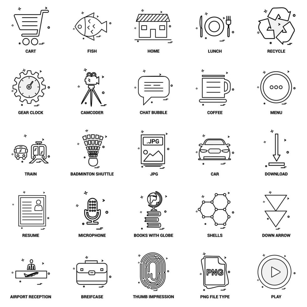 25 conjunto de iconos de línea de mezcla de concepto de negocio vector