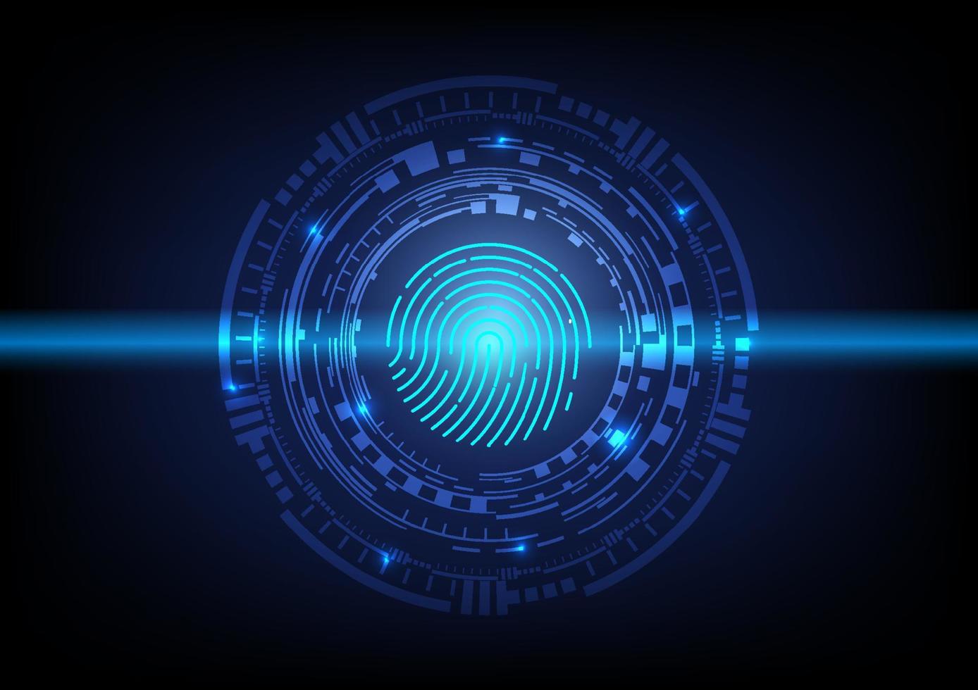 Abstract security concept. Fingerprint on futuristic technology background. Vector illustration.