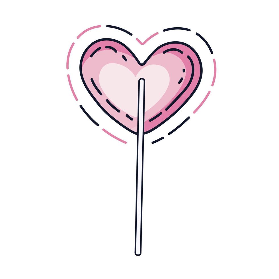 Cute lollipop in heart shape. Doodle. St. Valentine's day. vector